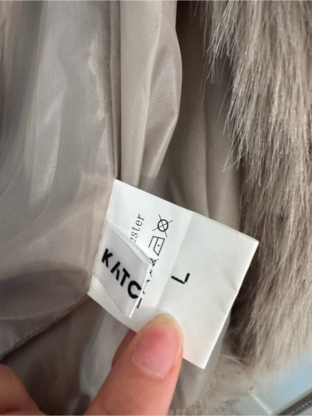 Women's Faux Fur Coat - Taupe Plush Jacket - Picture 3 of 4